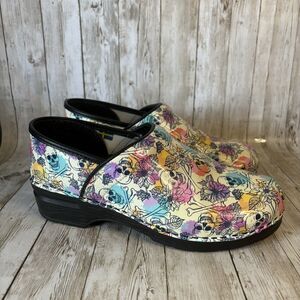 BJORK PROFESSIONAL Bonita Skull Multicolor Leather Clogs EU Size 40-41 US 9-10